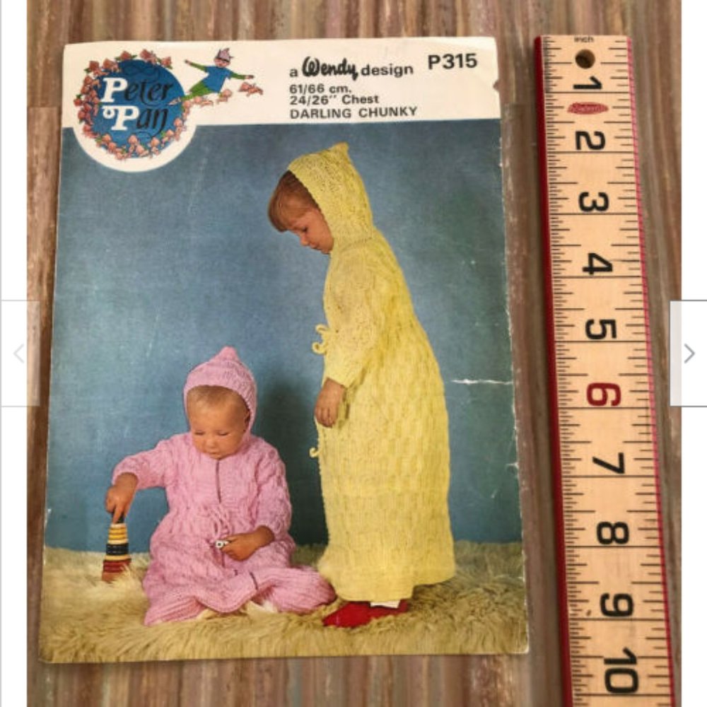Peter Pan Wendy Design Knitting Leaflet P315 Sleeping Bag Dressing Gown Pattern